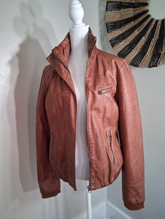 Maurices Jackets & Blazers - Maurices Rust Brown Faux Leather Moto Jacket